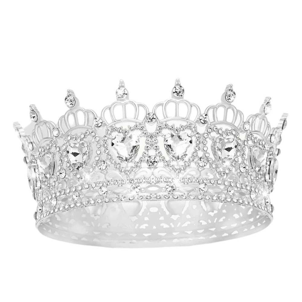 Luxury Vintage Baroque Crown Elegant Shiny Princess Rhinestone Tiara Headwear Round Queen Tiara Crown Party