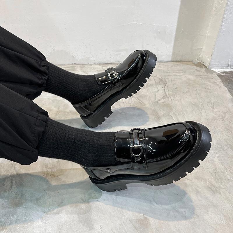 Scarpe in Pelle da Uomo Business Tempo Libero Platform Monopattino Scarpe Britanniche Trendy Versatili Mocassini in Pelle Lucida 20350-T