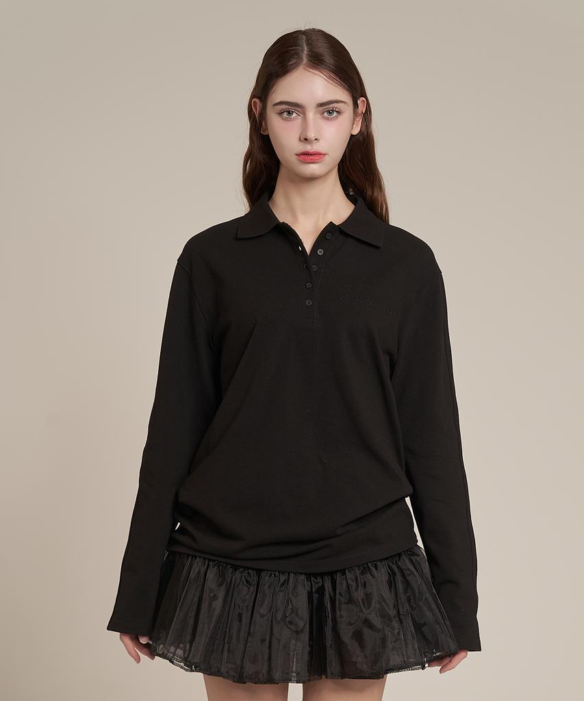 Iteoneolmomeonteu Hidden Logo Pique Shirt _ Black