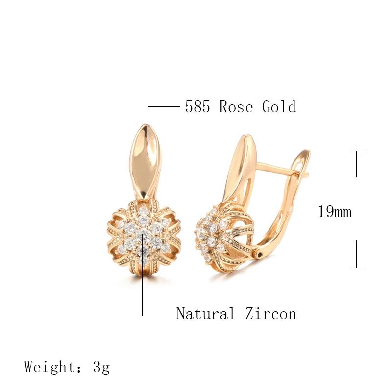 Crystal Flower English Earrings For Women Luxury  Rose Gold Color Natural Zircon Accessories Vintage Fine Jewelry