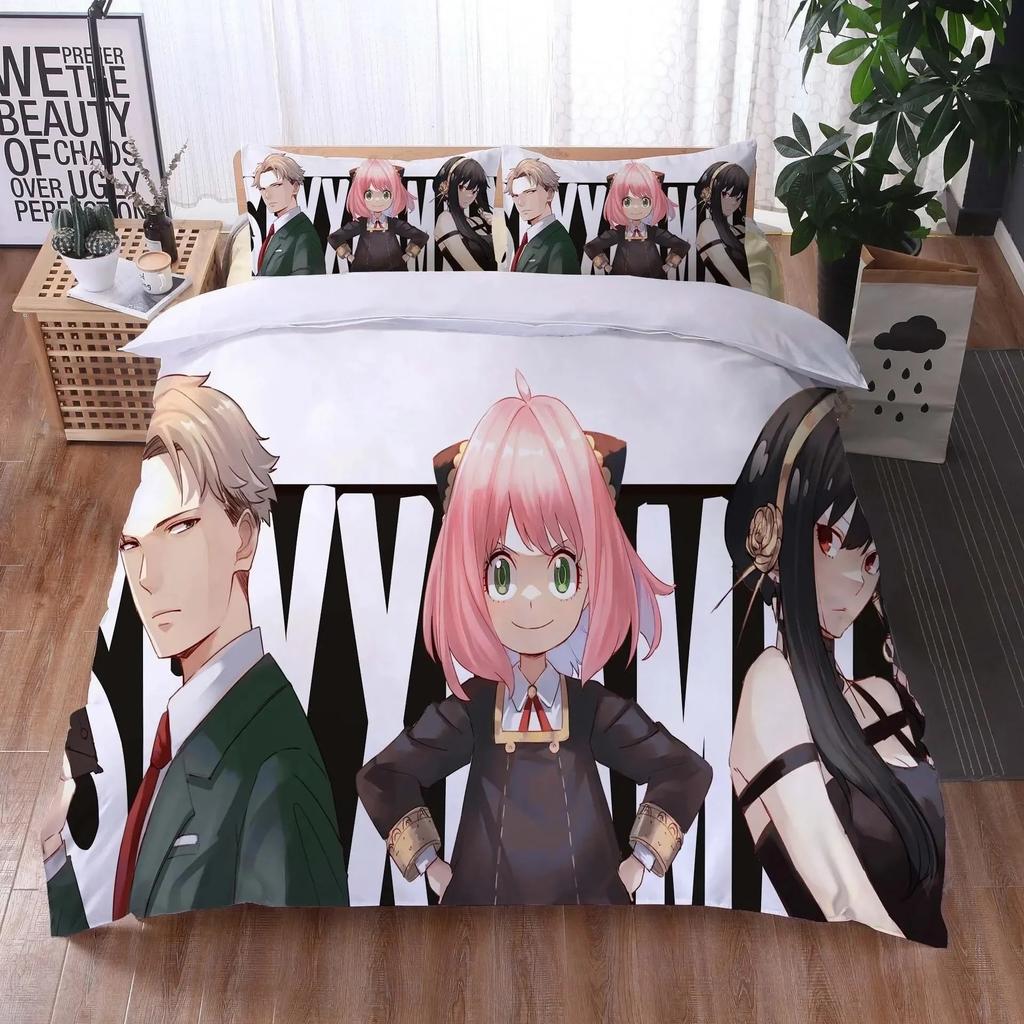 3D Print Anime Spy Family Anya Bedding Set 3D Printed Suitable for Bedroom Duvet Cover Set With Pillowcases Kids Home Textile