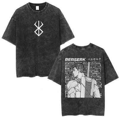 Koszulka Anime Berserk Guts Prana Vintage Koszulki Męskie Damskie Bawełniane Casualowe Oversizeowe T-Shirty Topy