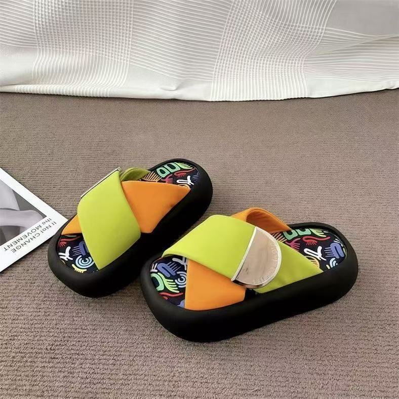 

Граффити тапочки женские летние новые нишевые модные на платформе с толстой подошвой пляжные крутые тапочки 35 оранжевый