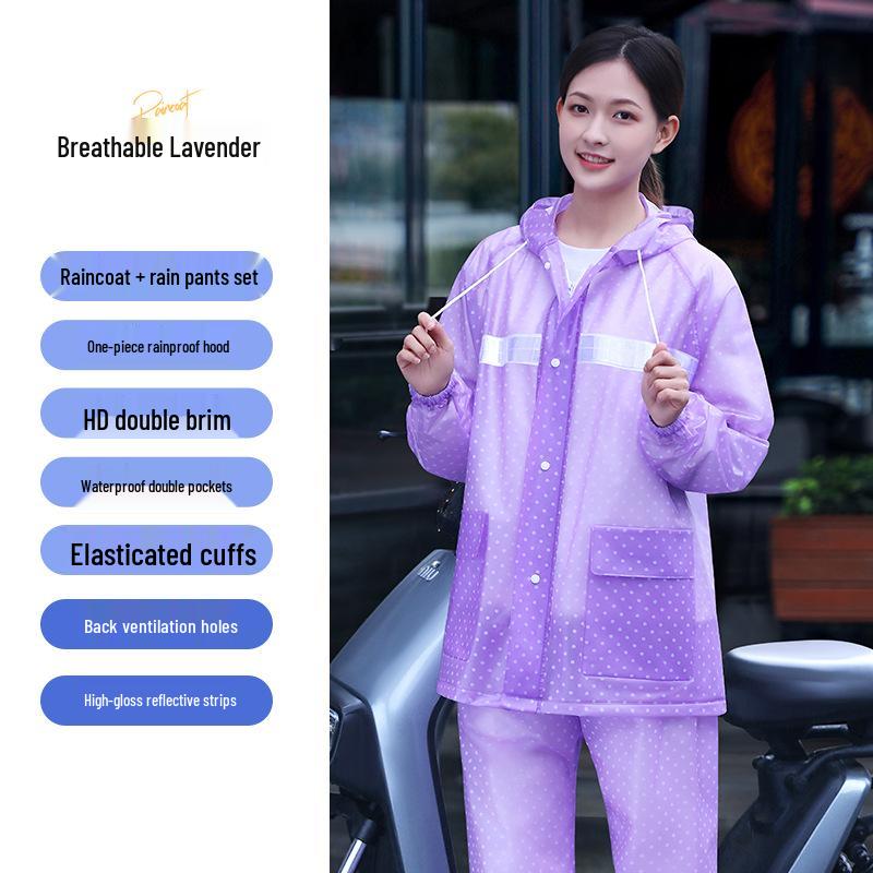 

Женский непромокаемый комплект на все тело с мужским плащом и брюками, утолщенный удлиненный стиль для взрослых Medium