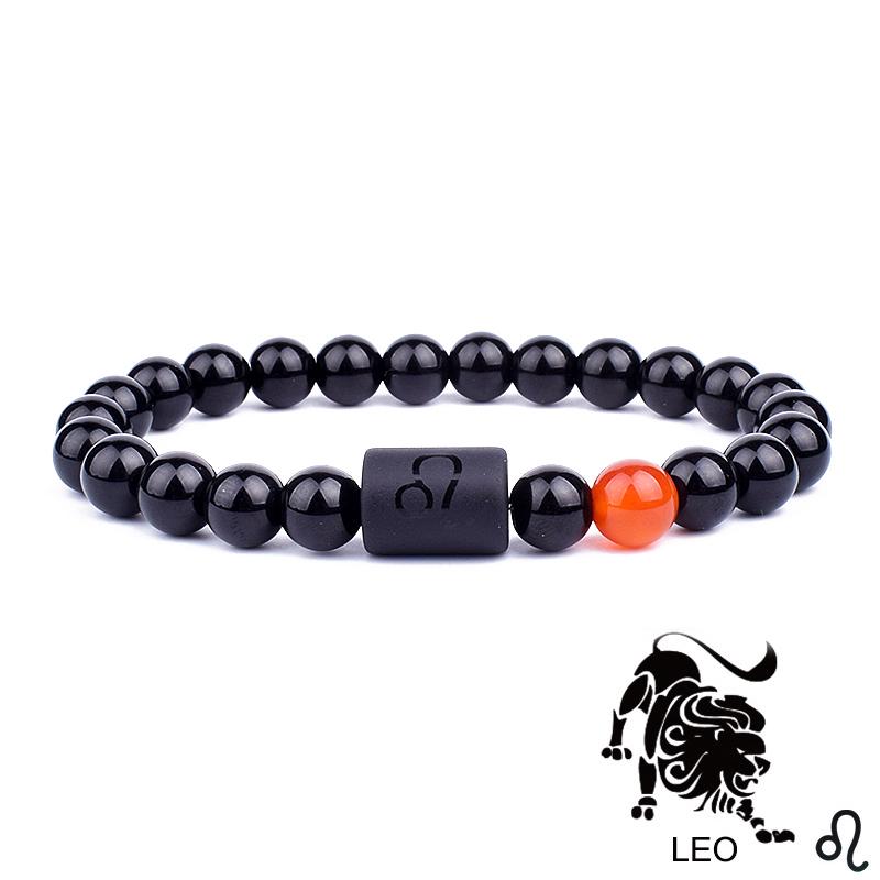 12 Constellation Bracelets Natural Black Onyx Bead Bracelet Star Sign Constellation Horoscope Couple Bracelet Friendship Jewelry
