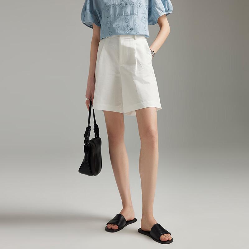 Women's Workwear High-Waist Cotton Linen Wide-Leg Shorts