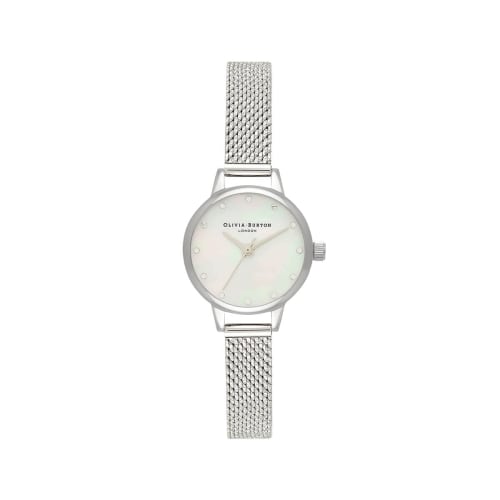 

Authorized Retailer: OLIVIA BURTON Women s Classics Mini Watch OB16MN04, White Mother-of-Pearl with Sparkle Markers/Silver Boucle Mesh