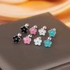 Boucles d'oreilles à vis avec fleur de couleur contrastée Design pour femme Boucles d'oreilles Douce Dame Petite Boucle d'oreille Os d'oreille Soin des oreilles
