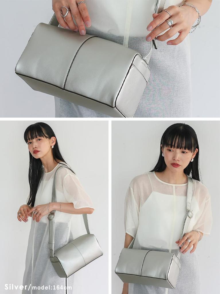 VITAFELICE Women's One-Shoulder Square Bag inb-10168p (Silver)