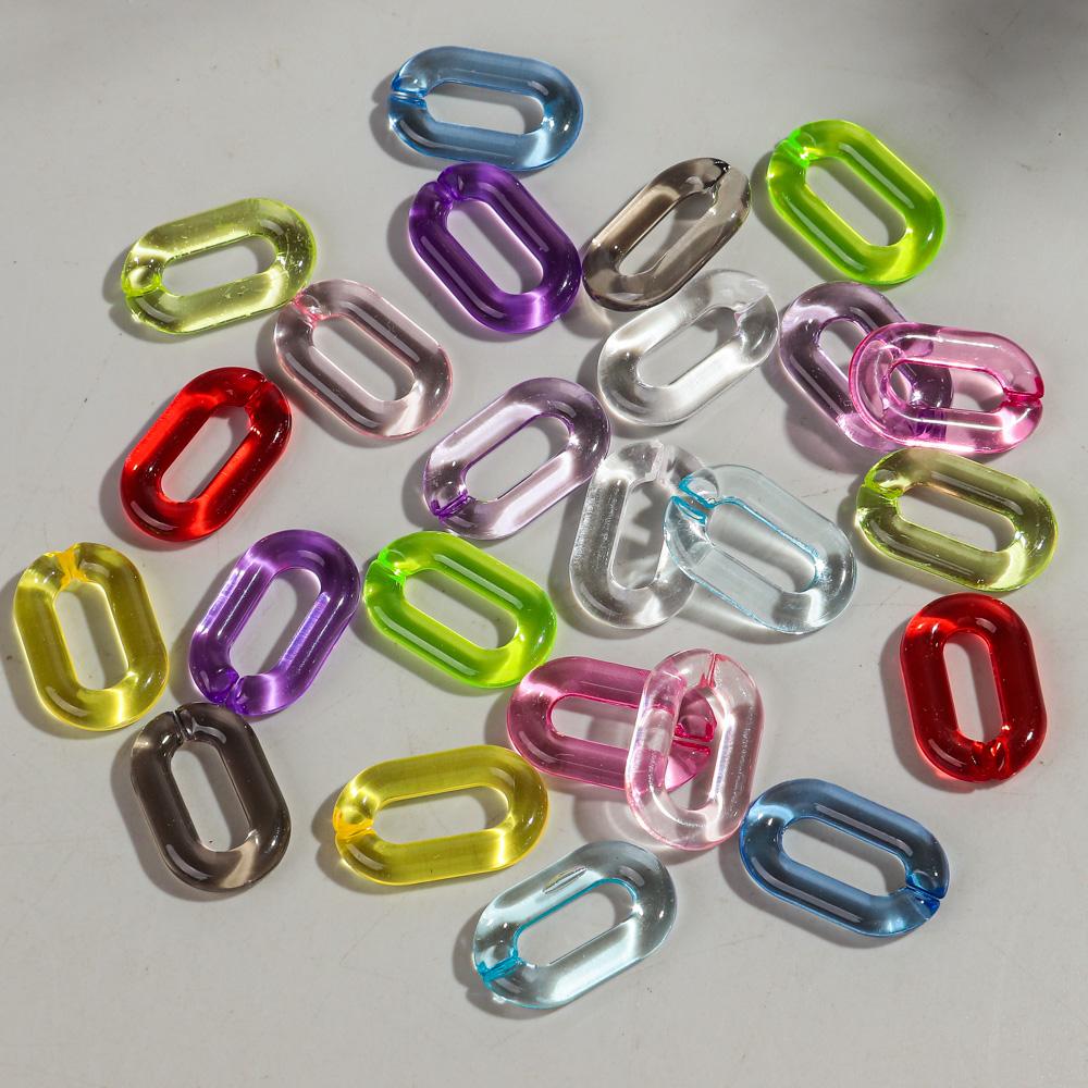 20pcs 20x30mm Clear Colorful Acrylic Oval Link Chain Connector Beads for Jewelry DIY Bracelet Necklace Phone Chain Accessories