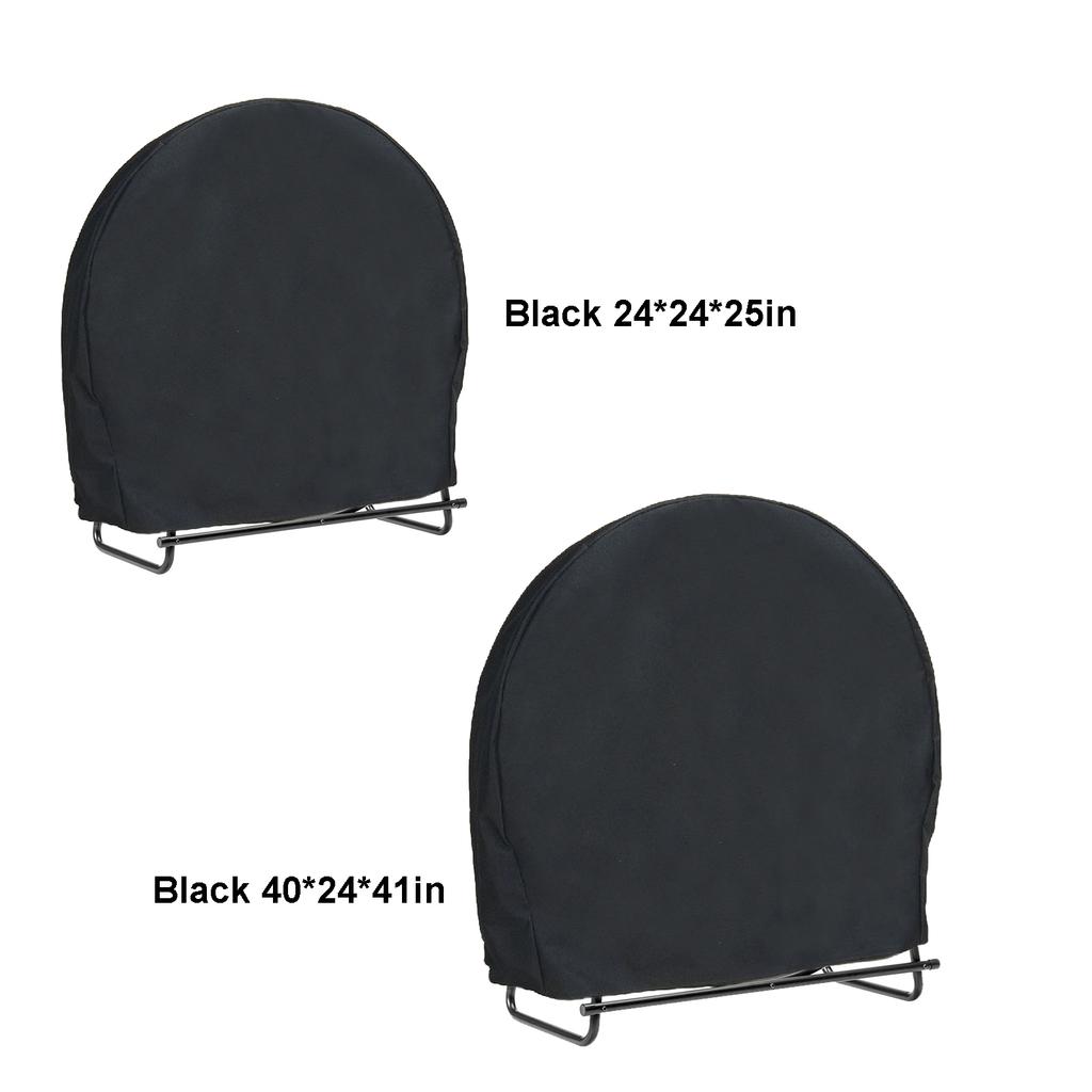 Log Hoop Cover 210D Oxford Waterproof Drawstring Heavy Duty Round Log Rack Cover Black 40 x 24 x 41inch