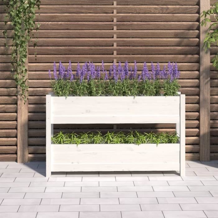 VidaXL Jardinière Blanc 112x25x66 cm Bois massif de pin 823928