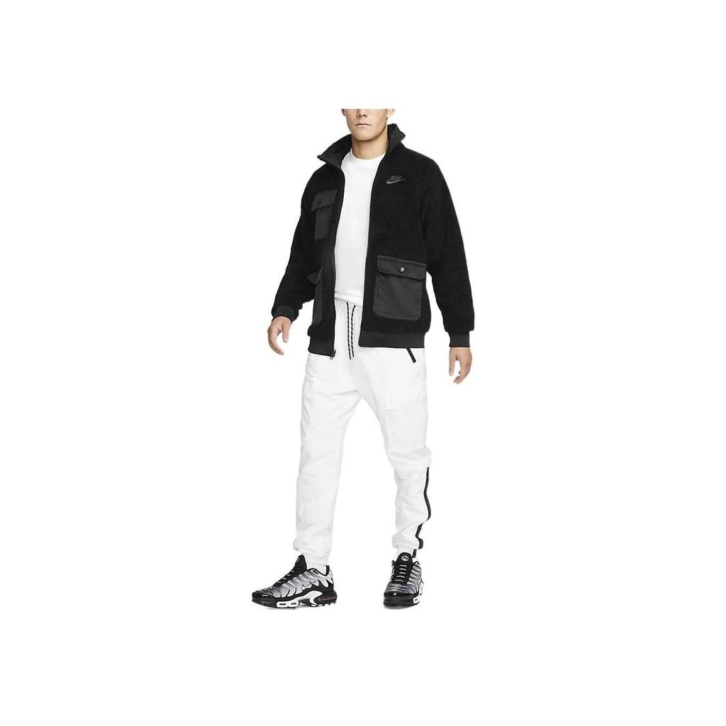 Nike Giacca Sportiva Casual in Pile con Collo Alto e Zip da Uomo Nera DZ4713-010