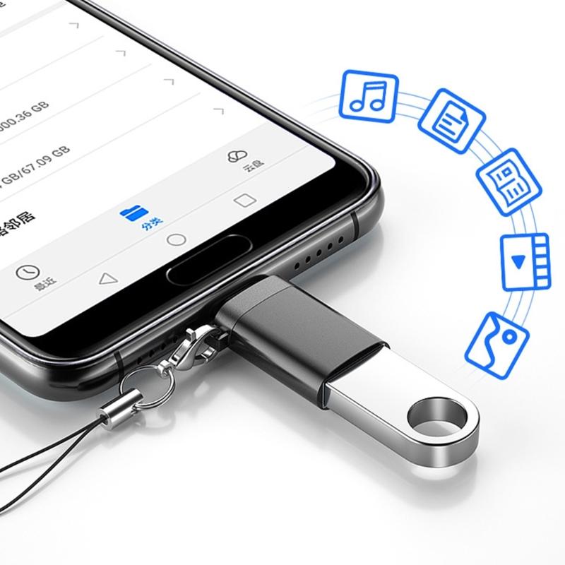 USB 3.0 to Type C/USB and Type-C Adapter OTG Converter for Mobile Phone Mouse USB Connector Adapter with Lanyard