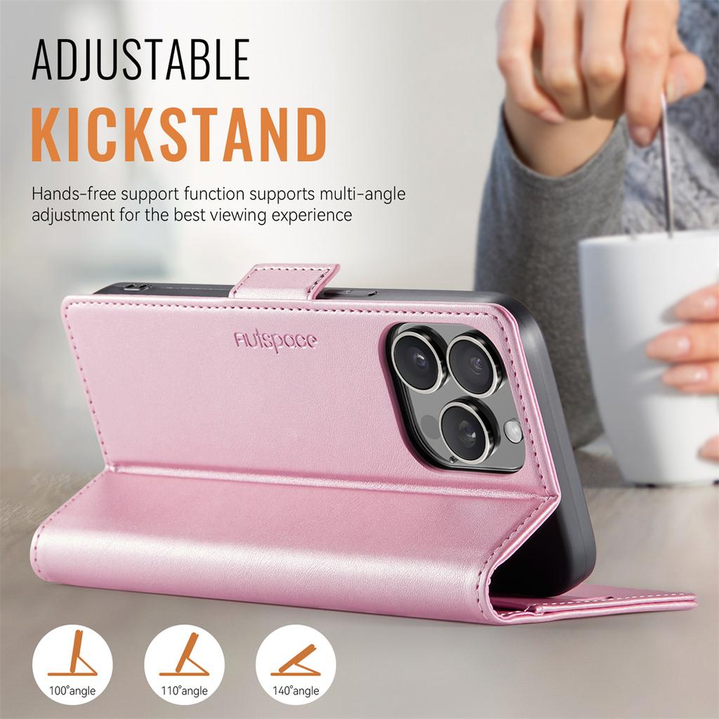 For iPhone 15 /15 Pro / 15 Pro Max / 15 Plus. Wallet Case with Card Slots & Kickstand, 360° Protection Leather Case