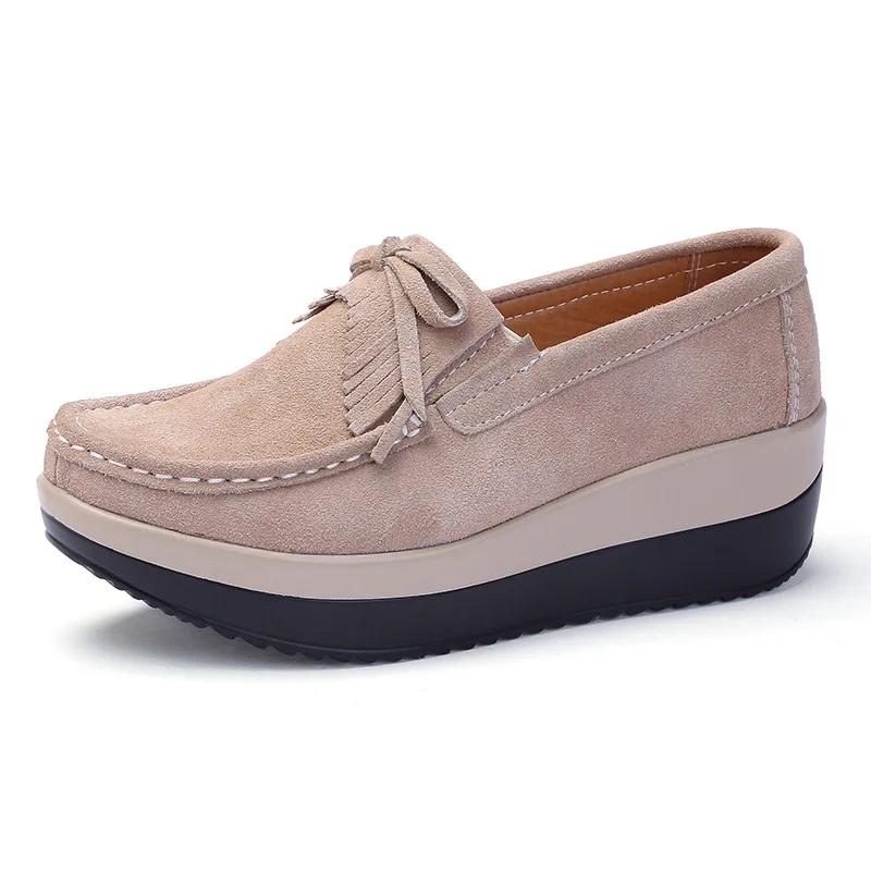 Spring Women Flats Shoes Platform Sneakers Slip On Flats Leather Suede Ladies Loafers Casual Shoes Women Loafers Shoes F65