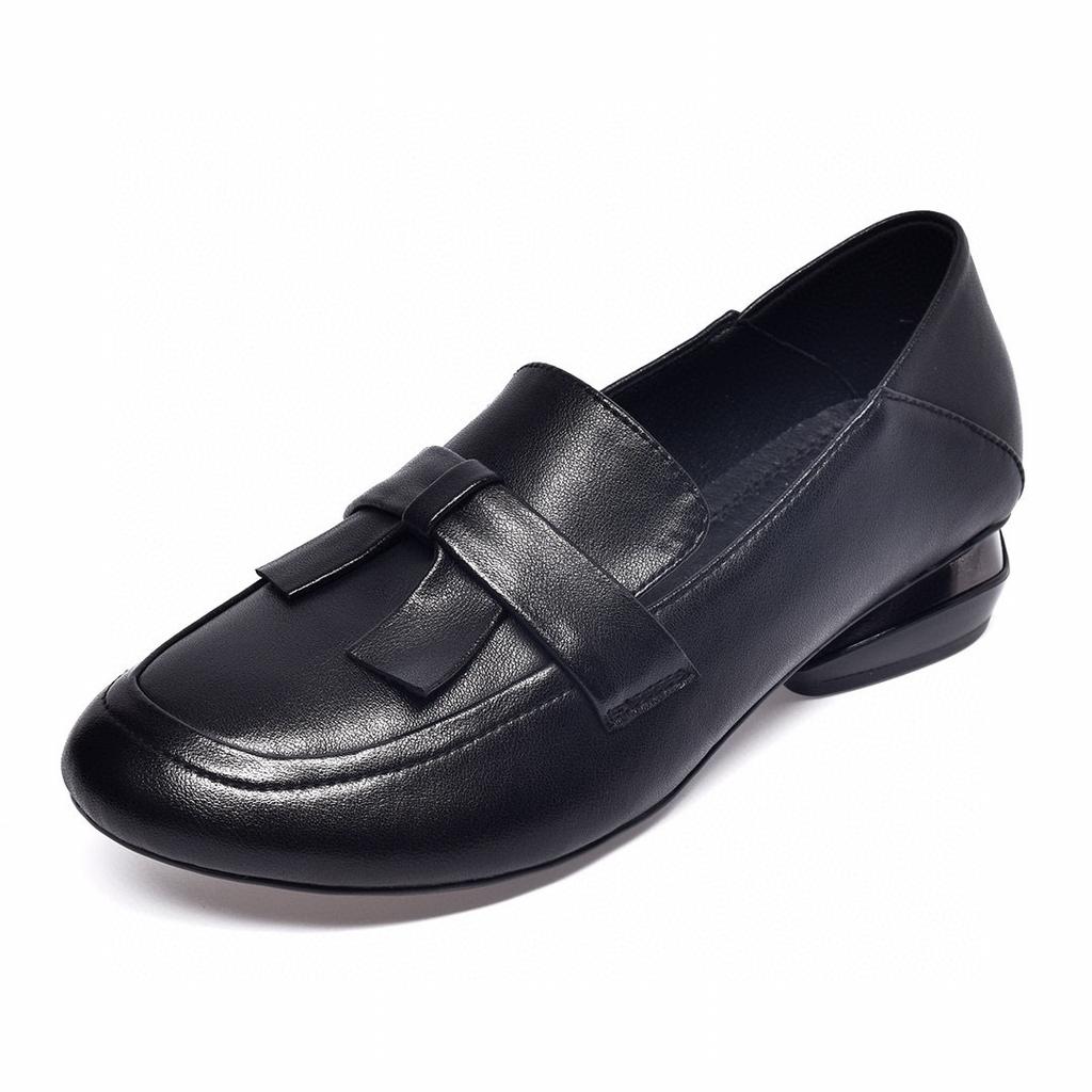 Flat shoes women's spring new shallow mouth one pedal bow low heel single shoes small leather shoes
