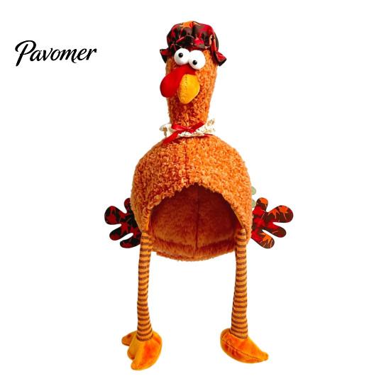 Thanksgiving Costume Accessory Plush Turkey Hat, Funny Trot Unique Decoration Novelty Headpiece for Women Men Holiday Celebration Dinner Outfit