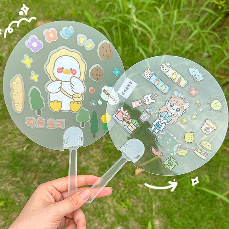62KD 10pcs DIY Blank Fan Ornament Multifunction Household Decorative Fan