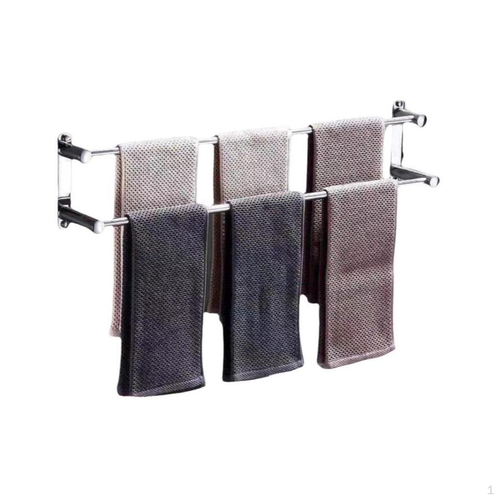 Stainless Steel Towel Rack, NoDrill Double Rod Organizer 30cm Single