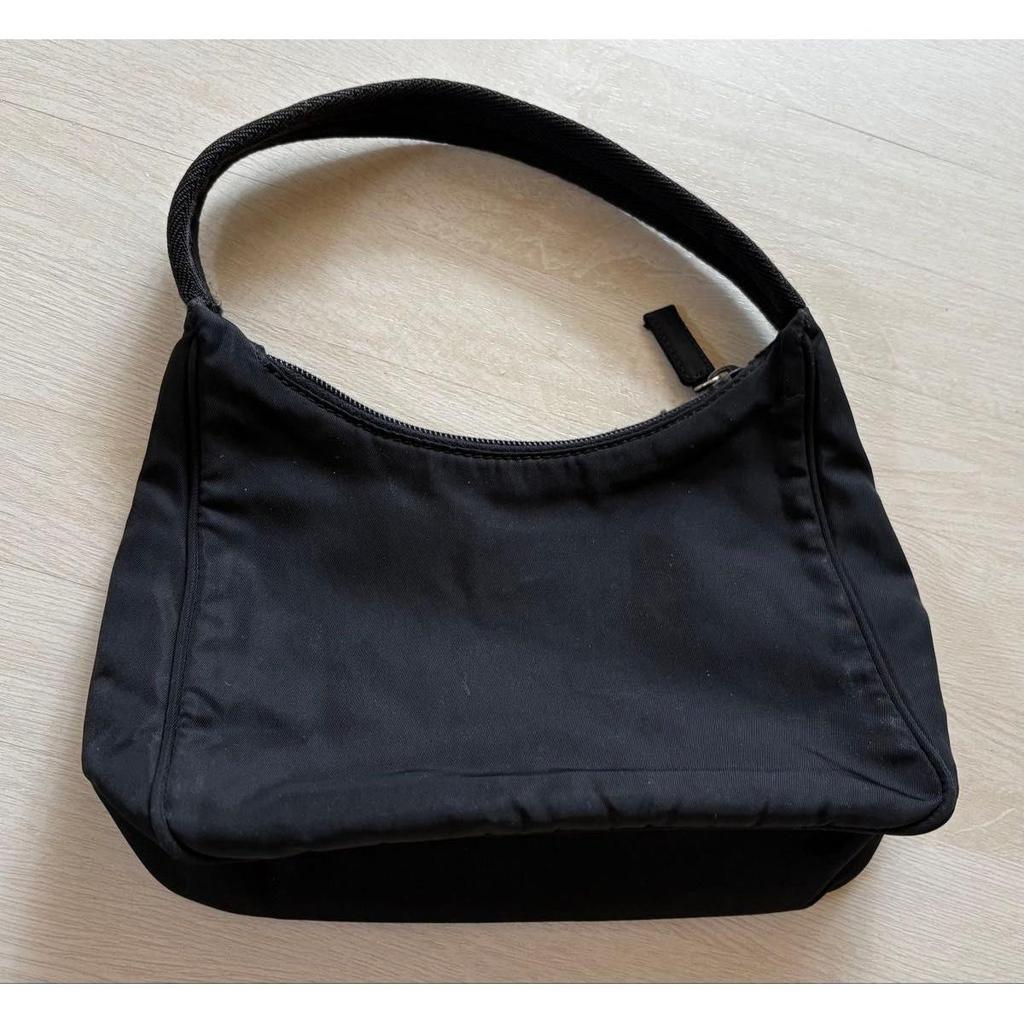 Used PRADA Accessory Pouch Mini Bag Pocono Nylon Black Triangle Logo