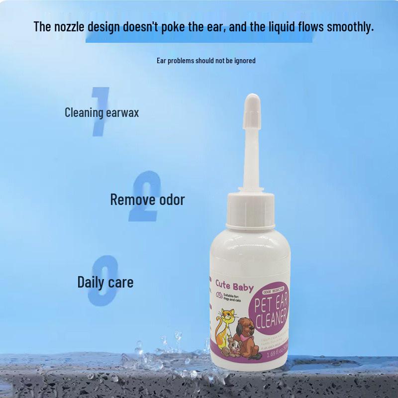 Örondroppar för husdjur för borttagning av kvalster och svamp - Rengör och tvättar öronen för katter och hundar