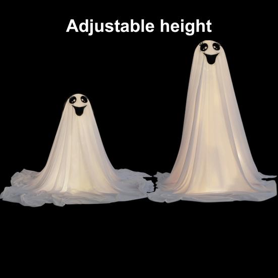 Halloween Ghost Decoration Outdoor DIY Large Lighted Cloth Ghosts with String Lights Spooky Standing White Ghost for Garden Patio Front Porch