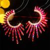 C-shaped colored glass rhinestone earrings