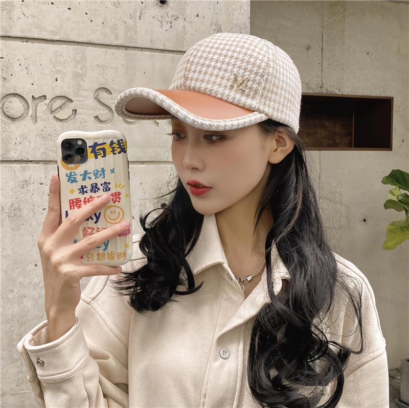 Spring And Autumn Shade Sunscreen British Retro Thousand Birds Casual Versatile Bent Cap Women'S Tide Baseball Cap