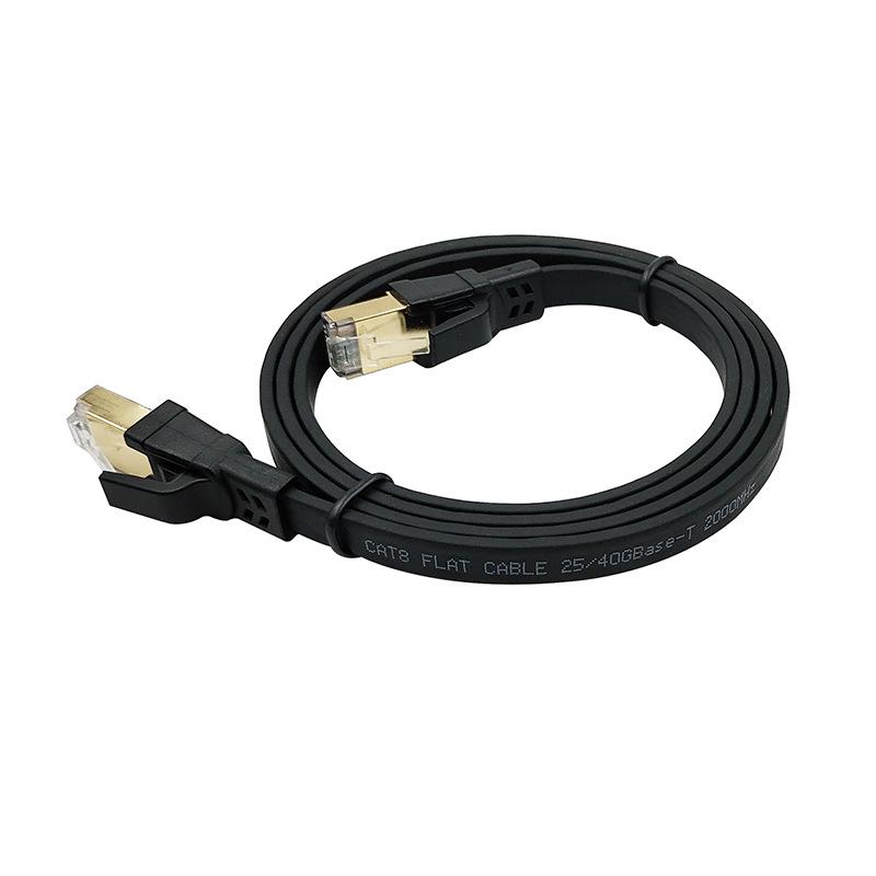 CAT8 Flat Shielded 10 Gigabit Pure Copper RJ45 Network Cable for Home