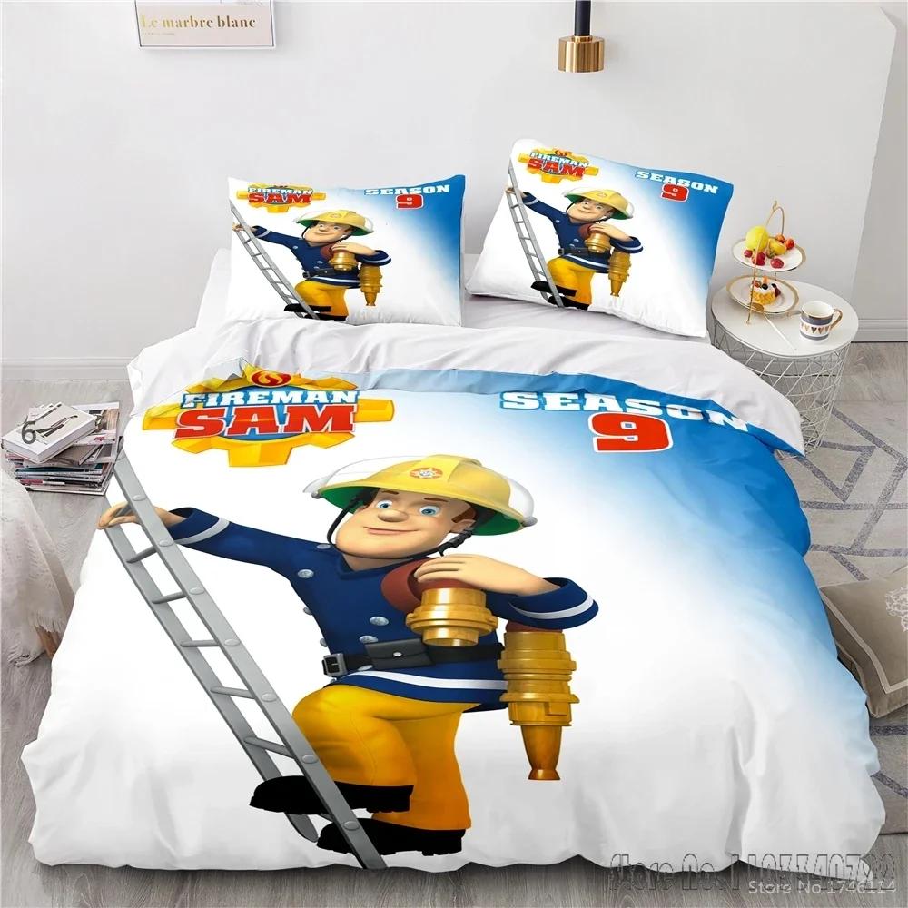 3D Cartoon Printed Fireman Firefighter Sam Duvet Cover Set HD Comforter Cover Bedclothes for Kids Bedding Sets Bedroom Decor