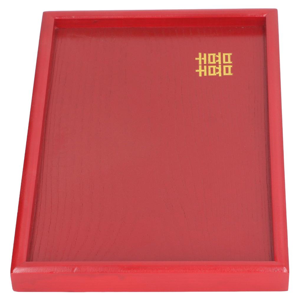 Wood Serving Tray Decorative Serving Platter Snack Fruit Plate for Living Room Coffee Table Kitchen CounterTop Red