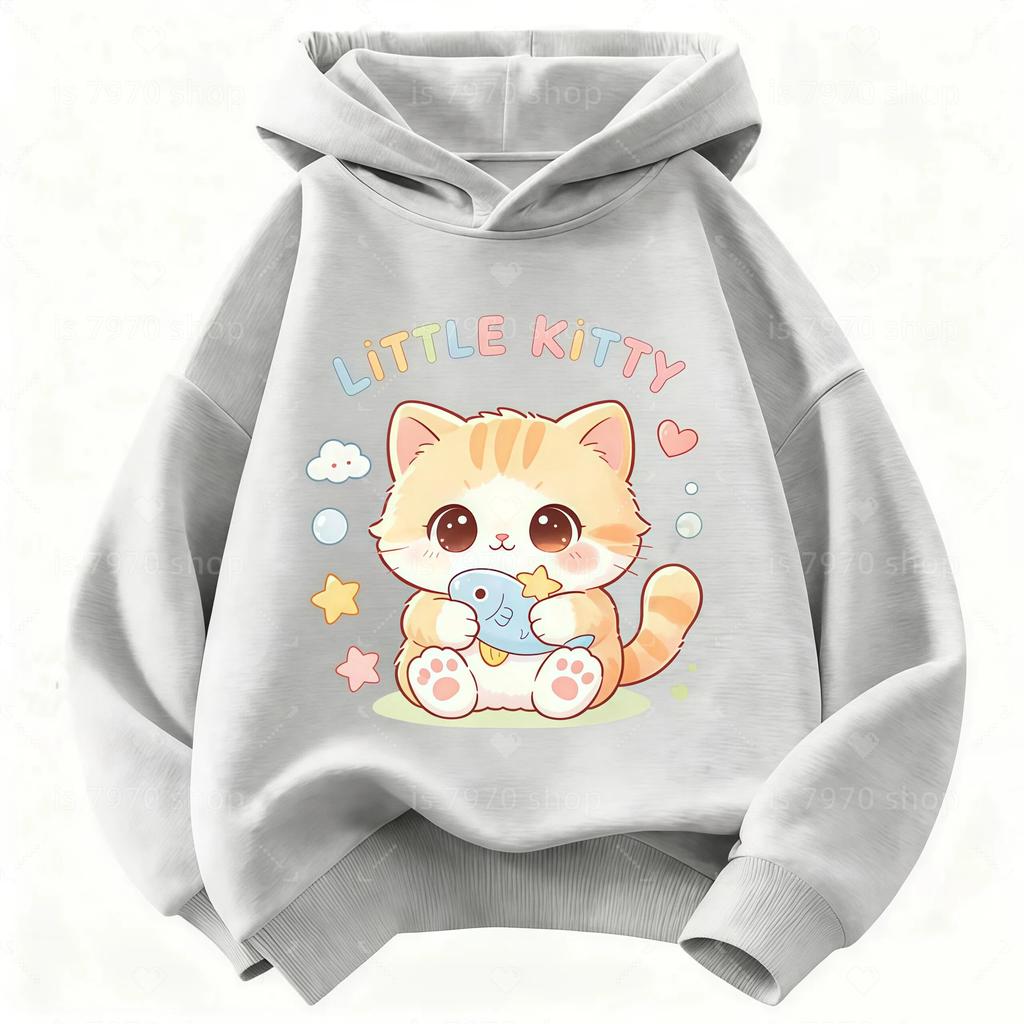 Autumn-Winter Fashion Cartoon Kids' Casual Long-Sleeved Hooded Shirt - Korean Style Warm and Comfortable Top boys and girls