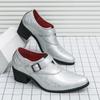 Men's Business Leather Shoes Large Size New Fashion Trend High Heel Outer Heightening Patent Leather Glossy Dress Shoes