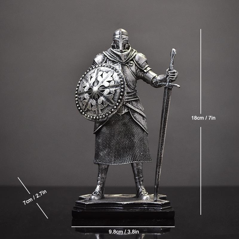 

Nordic Victory Knight Creative Resin Crafts Office Study Premium Decoration Vintage Armor Knight Ornament