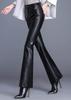 Syvent Large PU Leather Flare Stretch Faux Flattering Bell Synthetic J358 Women's Pants, Leather, Waterproof, Legs, Bottoms, Leather,