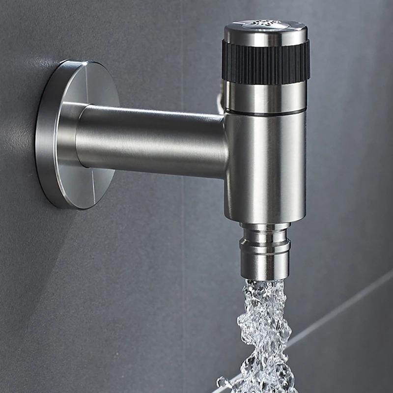 304 Stainless Steel Black Faucets Outdoor Garden Faucet Wall Mounted Bathroom Corner Washing Machine Faucet