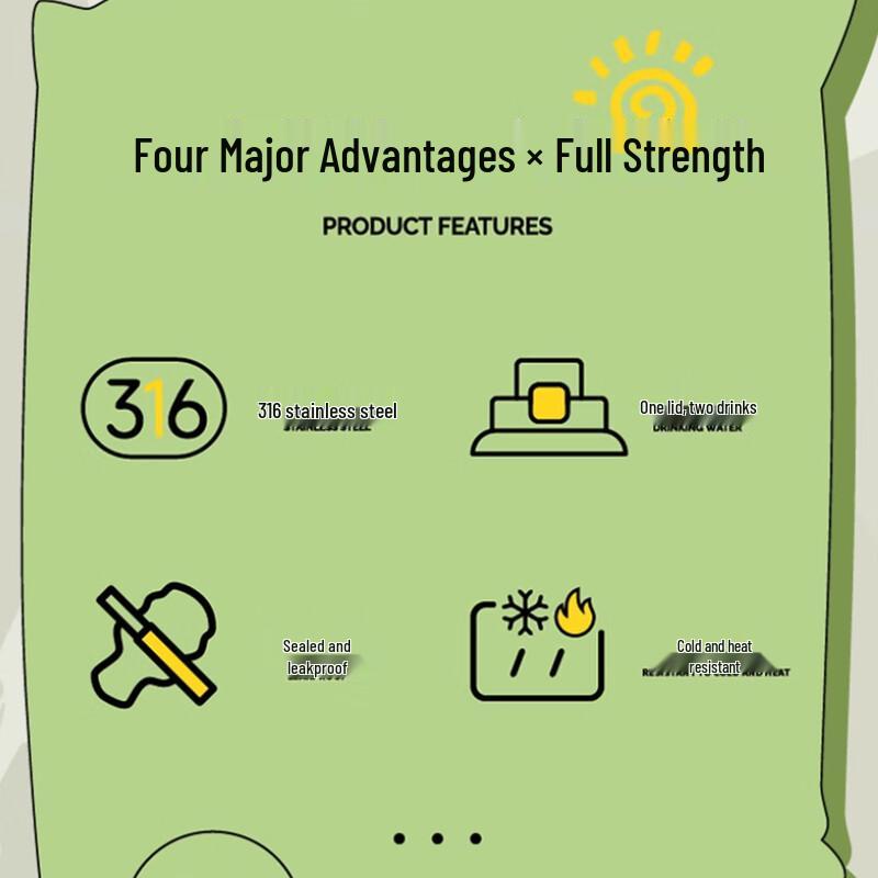 TonTon 316 Stainless Steel Insulated Straw Water Bottle