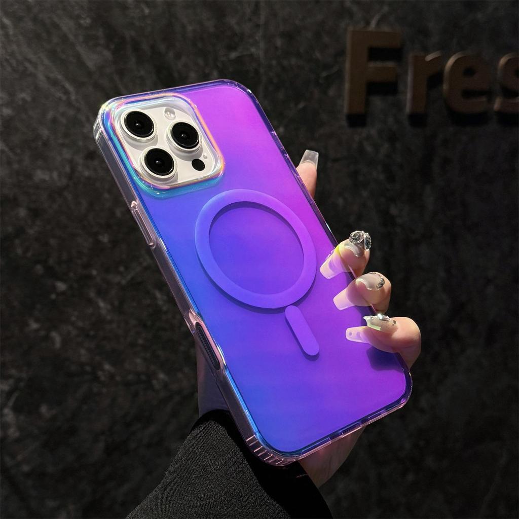 iPhone 17 Pro Max Case Apple 16 Gradient Laser Stripes Magnetic Protective Cover