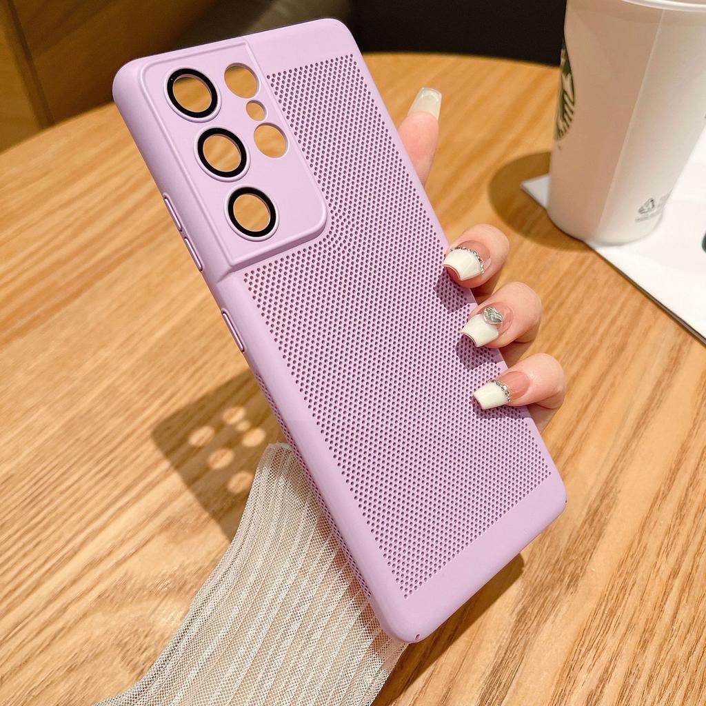 Heat dissipation mesh shell is suitable for Samsung S26Ultra with its own lens film mobile phone case S24 + all-inclusive PC summer hard sheath