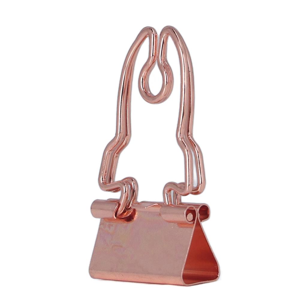 30 Pcs Binder Clips Cute Rose Gold Horn Pattern Handle Metal Small Binder Clips Office File Clips With Storage Box