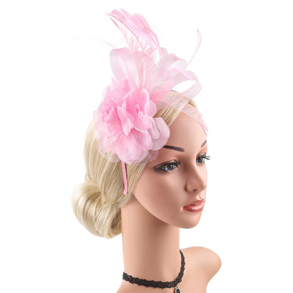 Elegant Feather Hair Accessory For Women Elastic Hairband With Adjustable Clip For Horse Races Parties Photography