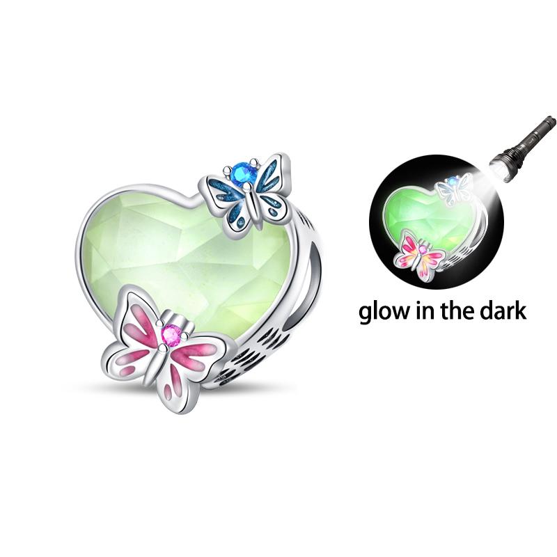 Copper Glow-In-The-Dark Firefly Butterfly Deer Charms Beads Pendants Fit Qikaola Original Bracelets Diy Birthday Jewelry