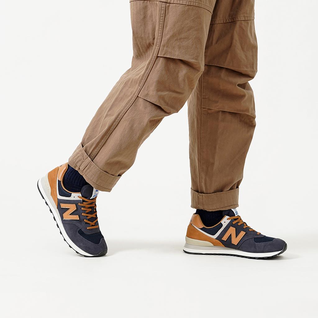 New Balance NB 574 V2 Retro Leather Low-Top Casual Running Shoes Unisex Sneaker Blue Brown ML574OT2