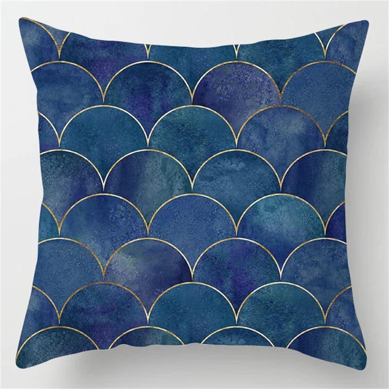 Simple Blue Pattern Pillowcase Living Room Office Home Pillowcase Car Ornaments