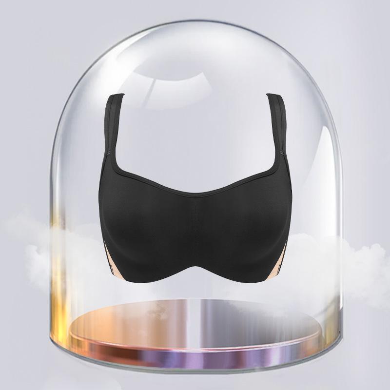 

Бесшовное нижнее белье большого размера женское, большая грудь кажется маленькой, глянцевый квадратный вырез, удобный и сексуальный верхний поддерживающий бюстгальтер, закрывающий подгрудь. 75B чёрный