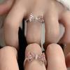 Minimalist Pink Bow Crystal Ring - Silver Plated Adjustable Jewelry for Women Trendy Daily Fashion Accessories