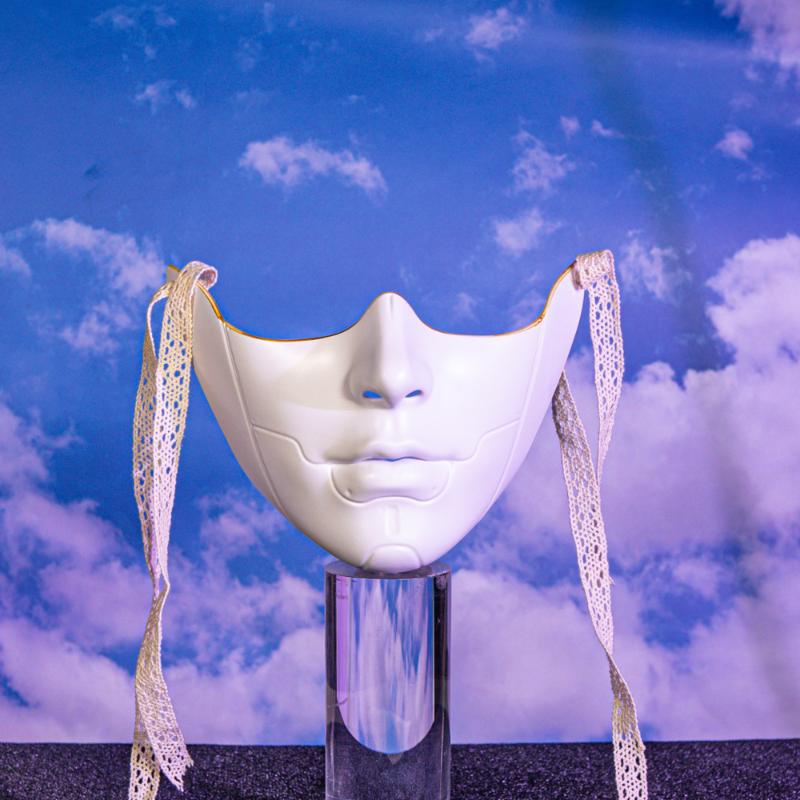 Half Face Japanese Samurai Mask Lightweight Plastic Adjustable Straps for Halloween Cosplay Comic Con Exhibition Events
