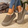 Women's Slip-On Winter Boots - Warm Brown Shoes with Cushioned Insole & Non-Slip PVC Sole - Cozy Indoor/Outdoor Footwear for Cold Weather - Easy