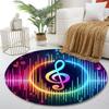 Colorful Musical Notes Design Print Round Rug, Living Room, Bedroom, Playroom Carpet, Non Slip Floor Mat, Gift